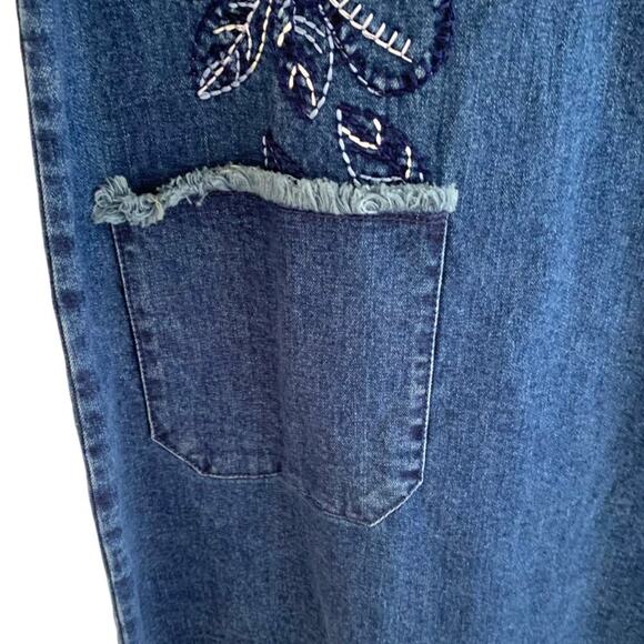 Nanette Women's Sz M Indigo Jean Embordered Dress Fringe Hem NWT - Picture 5 of 12